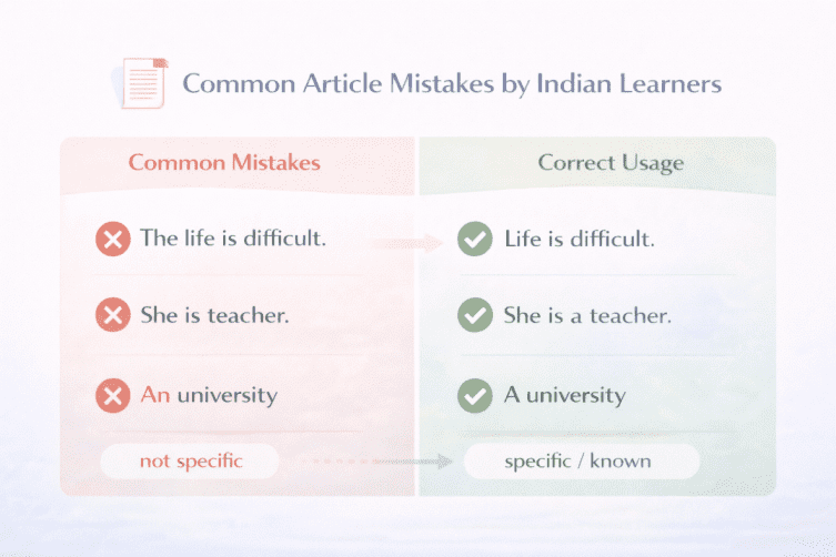 Common Article Mistakes by Indian Learners