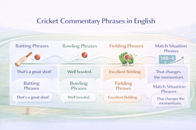 Cricket Commentary Phrases in English