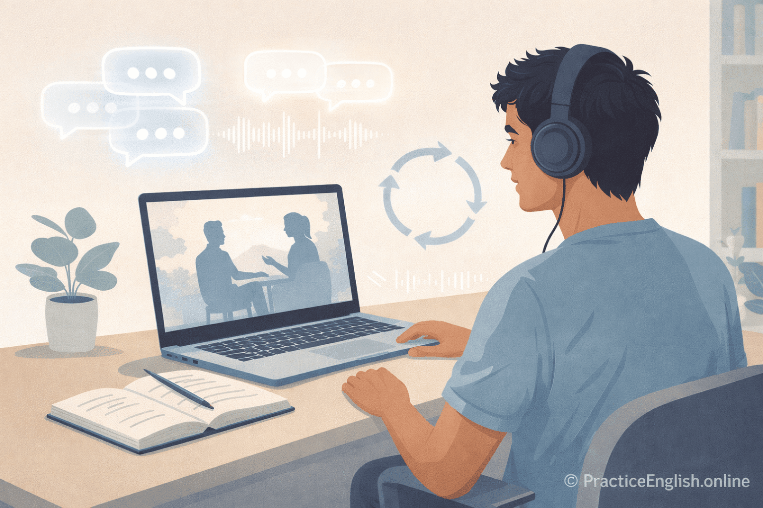 Indian learner using movies to learn spoken English with the shadowing technique at home